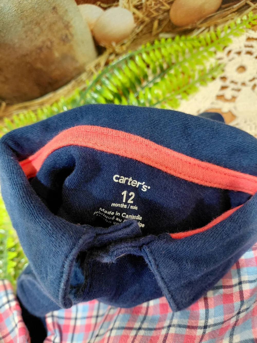 Little Mate Navy & Khaki  Matching Set — Polo with Plaid and Khaki Shorts #0928
